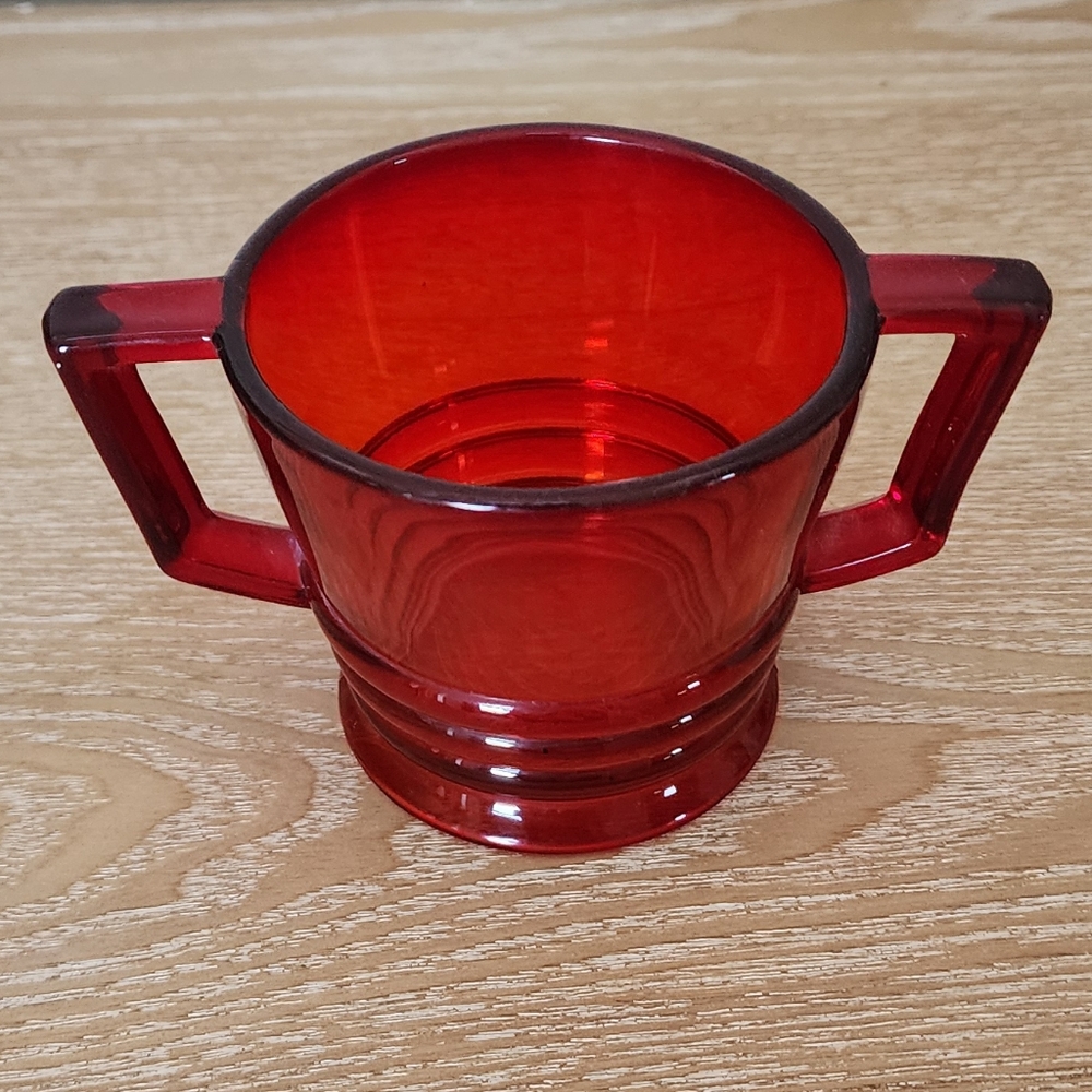 3 FOR $20! Vintage Ruby Red, Amberina Sugar Bowl, Cup GLOWS